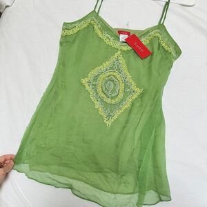 NWT Vintage Scarlett 100% Silk Beaded Tank Top | Y2K Deadstock Fairy Silk Tank